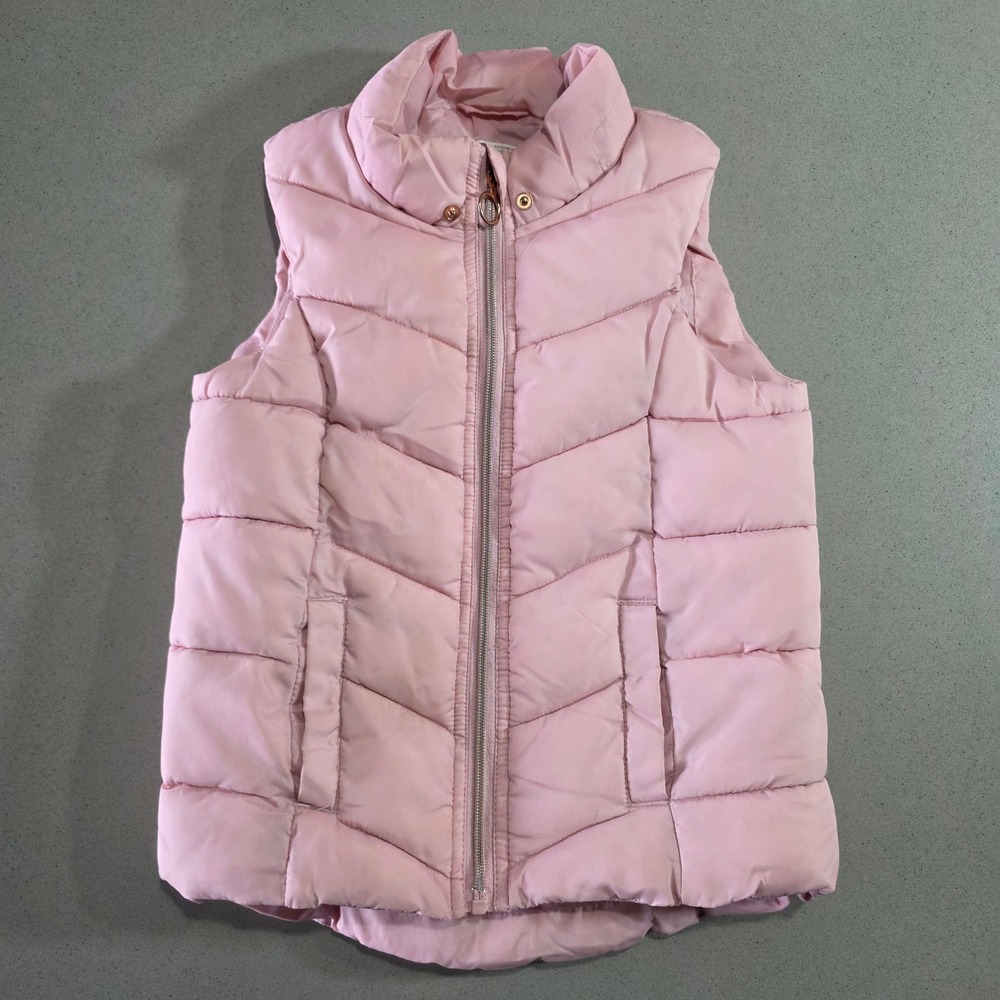 H&M Girls Pink Puffer Vest Quilted Zip Up Waistcoat Size 6X/7
